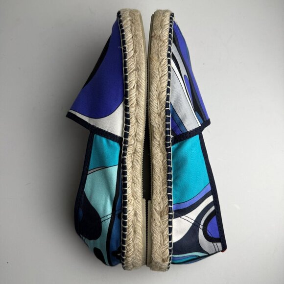 Respoke Pucci Espadrilles NATALIA Blue Classic Silk Scarf Made in Spain EU 40 - Picture 8 of 11
